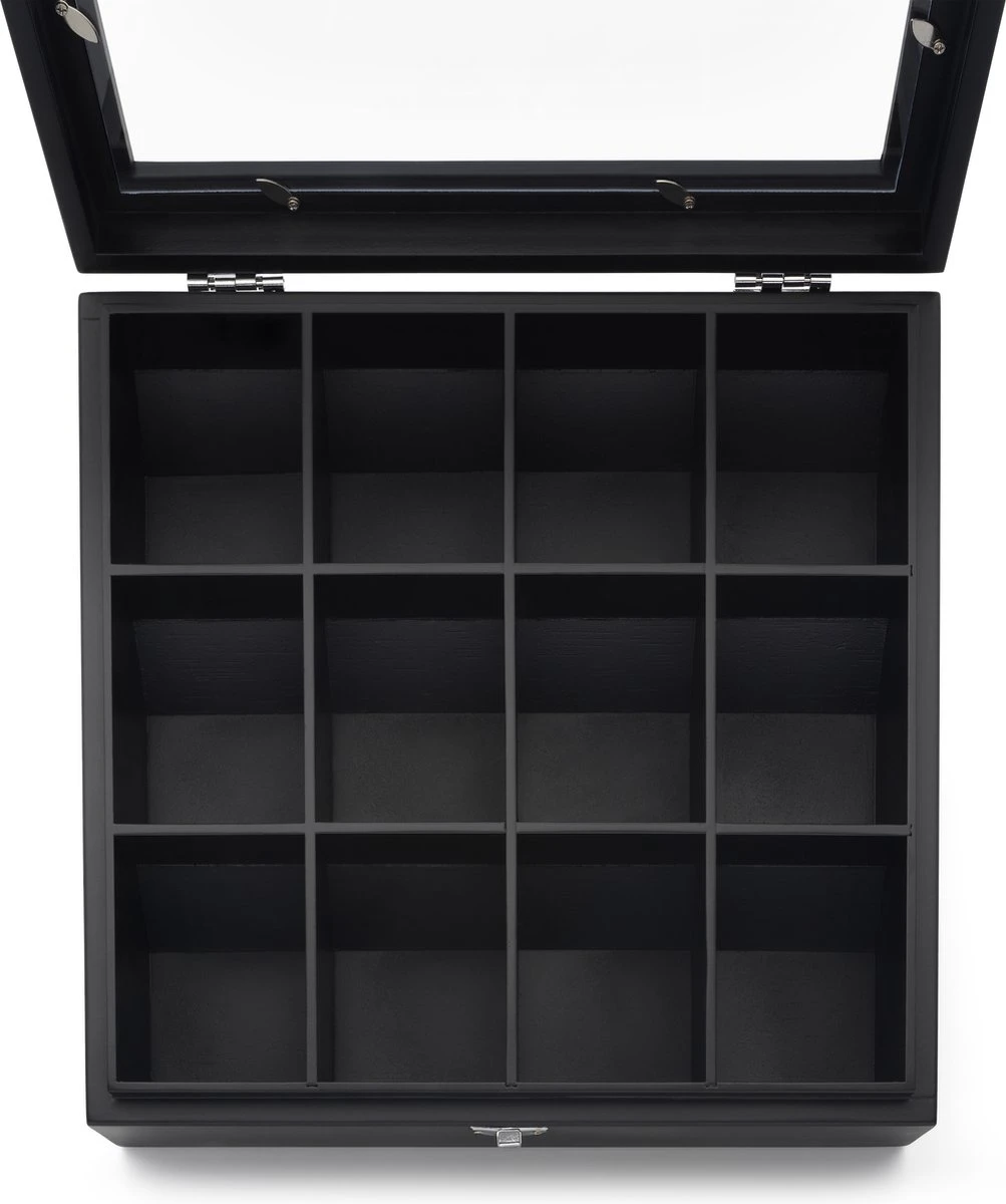 Bredemeijer - Theedoos 12-vaks Venster Bamboe Zwart 4 Bredemeijer - Theedoos 12-vaks Venster Bamboe Zwart - Afbeelding 2