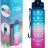 Supplife Motivatie Waterfles - 1 Liter Drinkfles - Waterfles Met Tijdmarkering - Met Rietje - Volwassenen - Kinderen - Blauw Roze - Inclusief Schoonmaakborstel -Aigostar winkel 1010x1200 2