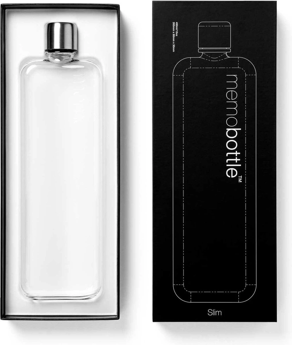 Memobottle Slim - Drinkfles - Transparant - 450ML 7 Memobottle Slim - Drinkfles - Transparant - 450ML - Afbeelding 5