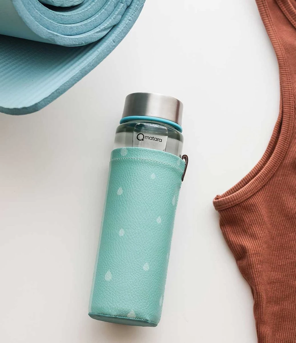 Duurzame Waterfles - Glas - Glazen Drinkfles - 550ml - Inclusief Sleeve - Mint Groen 8 Duurzame Waterfles - Glas - Glazen Drinkfles - 550ml - Inclusief Sleeve - Mint Groen - Afbeelding 6