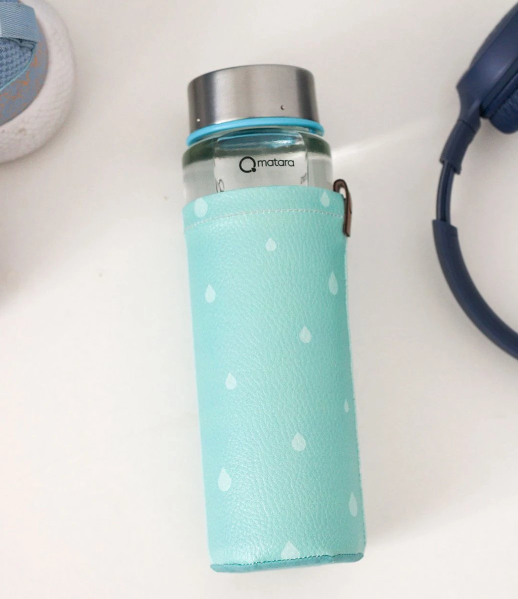 Duurzame Waterfles - Glas - Glazen Drinkfles - 550ml - Inclusief Sleeve - Mint Groen 4 Duurzame Waterfles - Glas - Glazen Drinkfles - 550ml - Inclusief Sleeve - Mint Groen - Afbeelding 2