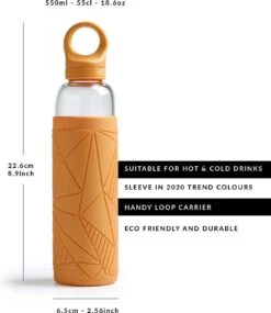 Libbey Waterfles - Glazen Drinkfles - 550 Ml / 55 Cl - Geel - Trendy - Duurzaam - Schokbestendig -Aigostar winkel 1040x1200 1