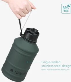 Navaris Waterfles Van Roestvrij Staal - Drinkfles - 2L - Extra Grote Roestvrijstalen Fles Met Drinkdop - Ideaal Tijdens Het Sporten - BPA-vrij -Aigostar winkel 1041x1200