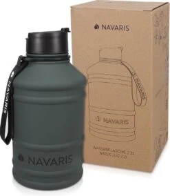 Navaris Waterfles Van Roestvrij Staal - Drinkfles - 2L - Extra Grote Roestvrijstalen Fles Met Drinkdop - Ideaal Tijdens Het Sporten - BPA-vrij -Aigostar winkel 1045x1200 1