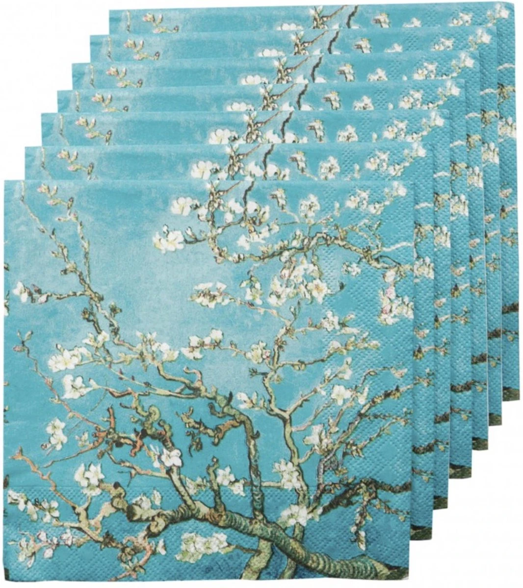 Van Gogh Servetten - Amandelbloesem - Almond Blossom - 20 Papieren Servetten 4 Van Gogh Servetten - Amandelbloesem - Almond Blossom - 20 Papieren Servetten - Afbeelding 2