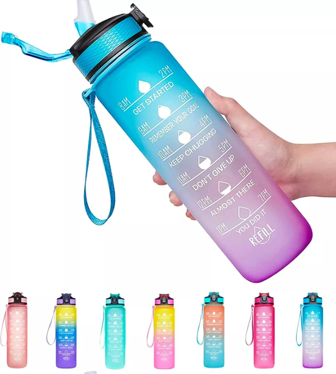 Merkloos Motivatie Drinkfles - Waterfles Met Tijdmarkering - Met Siliconen Rietje - Lichroze - 1 Liter - Tijdmarkeringen - BPA Vrij - Handige Drinktuit - Bidon - Water Drinken - Volwassenen En Kinderen - Cadeau - Valentijnsdag - Sportfles - Fitness 4 Merkloos Motivatie Drinkfles - Waterfles Met Tijdmarkering - Met Siliconen Rietje - Lichroze - 1 Liter - Tijdmarkeringen - BPA Vrij - Handige Drinktuit - Bidon - Water Drinken - Volwassenen En Kinderen - Cadeau - Valentijnsdag - Sportfles - Fitness - Afbeelding 2