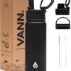 Waterfles 500 Ml Met Rietje Multifunctioneel - Drinkfles Volwassenen - RVS Inclusief 3 Doppen - 24uur Koud/12 Uur Warm - Zwart 1 Waterfles 500 Ml Met Rietje Multifunctioneel - Drinkfles Volwassenen - RVS Inclusief 3 Doppen - 24uur Koud/12 Uur Warm - Zwart -Aigostar winkel 1080x1200
