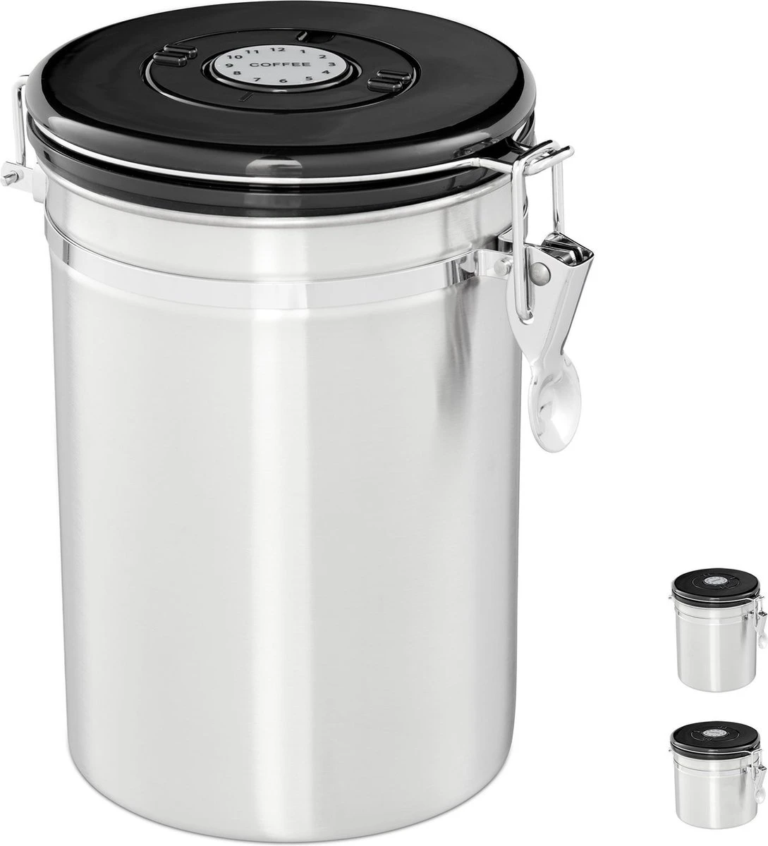 Relaxdays Voorraadbus Koffie - Koffieblik - Luchtdicht - Koffiebus - Zilver - Metaal Groot 3 Relaxdays Voorraadbus Koffie - Koffieblik - Luchtdicht - Koffiebus - Zilver - Metaal Groot