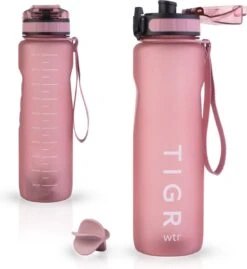 TIGR The Athlete - Drinkfles - Waterfles Met Fruit Filter - 1000ml - Rosé Goud - Met Mengbal Voor Shakes
