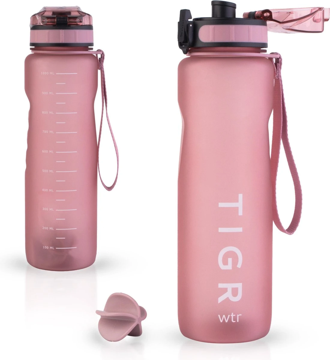 TIGR The Athlete - Drinkfles - Waterfles Met Fruit Filter - 1000ml - Rosé Goud - Met Mengbal Voor Shakes 3 TIGR The Athlete - Drinkfles - Waterfles Met Fruit Filter - 1000ml - Rosé Goud - Met Mengbal Voor Shakes