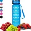 Nimma® Motivatie Waterfles - 1 Liter Drinkfles - Met Tijdmarkeringen En Fruitfilter - Blauw -Aigostar winkel 1106x1200