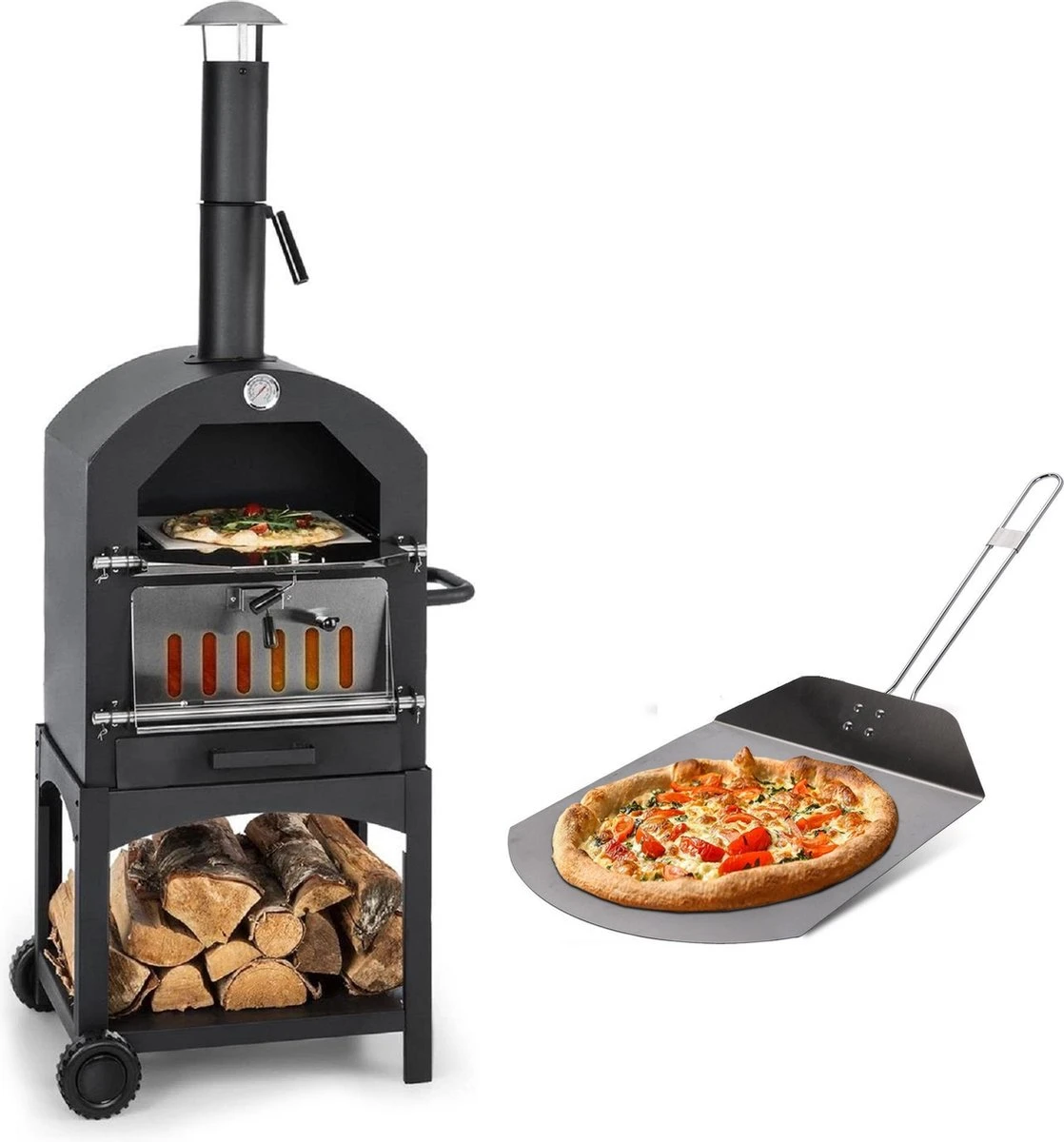 MaxxGarden Pizza Oven - Smoker Barbecue Op Hout, Houtskool Of Pellets - 45 X 65 X 158cm 3 MaxxGarden Pizza Oven - Smoker Barbecue Op Hout, Houtskool Of Pellets - 45 X 65 X 158cm