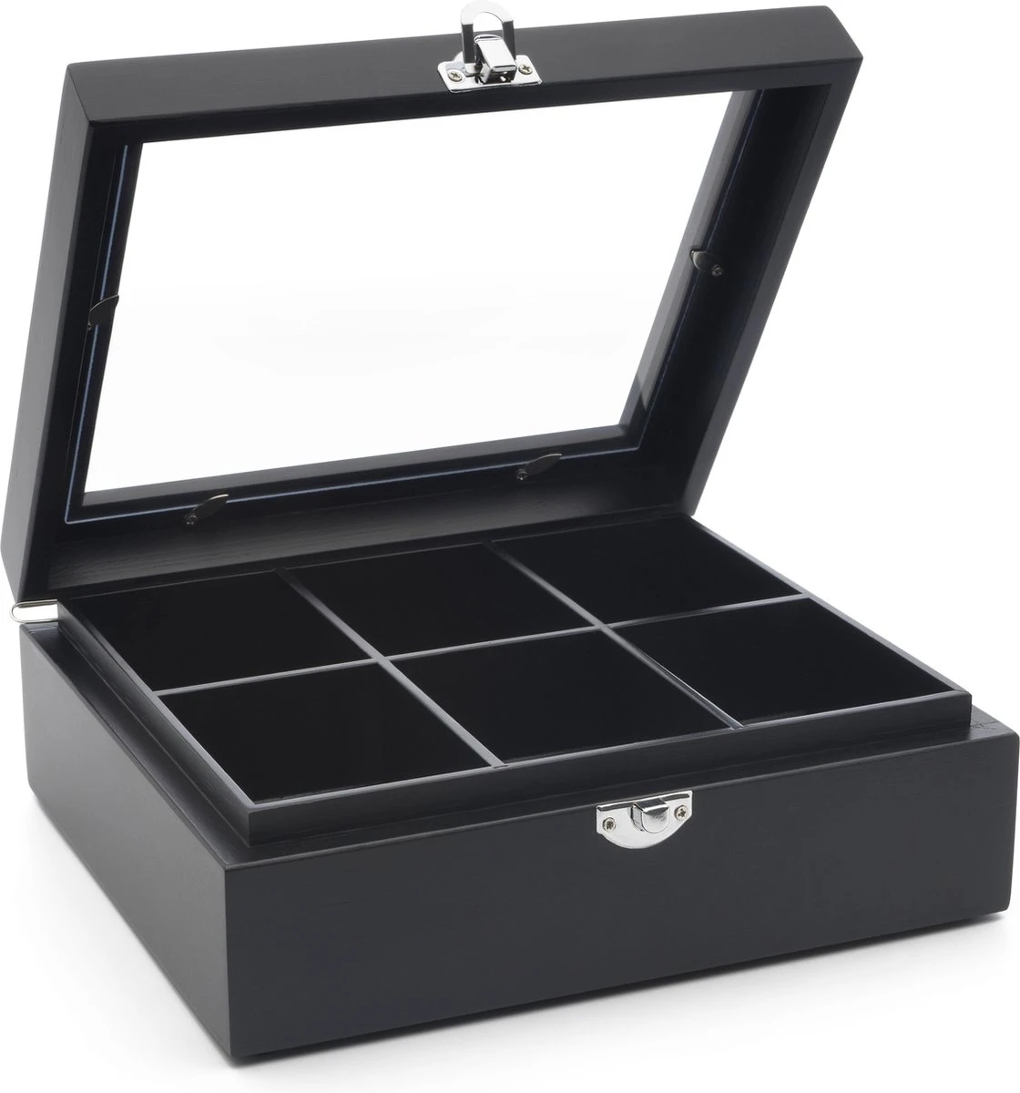 Bredemeijer - Theedoos 6-vaks Venster Bamboe Zwart 3 Bredemeijer - Theedoos 6-vaks Venster Bamboe Zwart