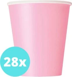 Bekers Karton Roze - 28 Stuks - Kartonnen Bekers 250ml - Wegwerp Bekers - Bekers Karton Verjaardag Kinderen - Kinder Feestje Kind - Limonadebekers - Koffie / Siroop - Bekers Papier - 28 Stuks Van 250 Ml Lichtroze
