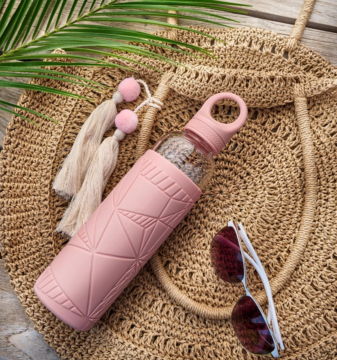 Libbey Waterfles - Glazen Drinkfles - 550 Ml - French Rose 5 Libbey Waterfles - Glazen Drinkfles - 550 Ml - French Rose - Afbeelding 3