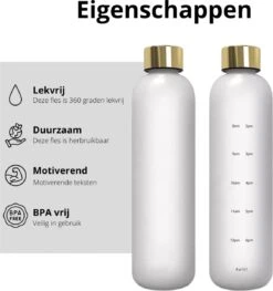 Designed On 45th Drinkfles| Drinkfles 1 Liter | Waterfles Met Tijdmarkering | Mat Wit | Herbruikbaar | Gouden Dop 10 Designed On 45th Drinkfles| Drinkfles 1 Liter | Waterfles Met Tijdmarkering | Mat Wit | Herbruikbaar | Gouden Dop -Aigostar winkel 1128x1200