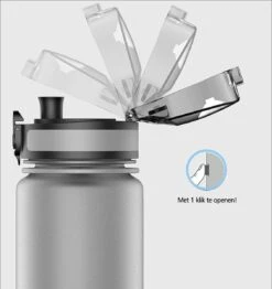 Swilix ® Drinkfles - 1 Liter - Drinkfles Met Tijdmarkering - Grijs -Aigostar winkel 1131x1200