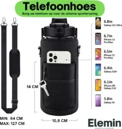 Waterfles 2 Liter + Hoes En Draagband Voor Telefoon - Sportfles - Sport Bidon - Waterfles Met Rietje - Waterkan - Gallon - Schenkfles - Bottle - Drinkfles 2 Liter -Aigostar winkel 1132x1200