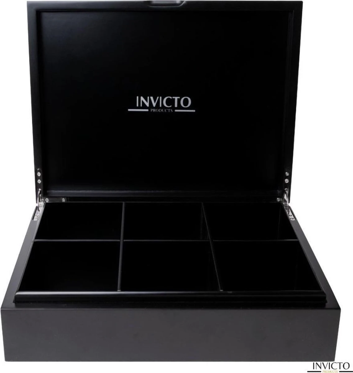 Invicto Products Theedoos 6 Vaks - Ruimte Voor 120 Theezakjes - Bamboe - Anti Slip En Anti Kras - Zwart 11 Invicto Products Theedoos 6 Vaks - Ruimte Voor 120 Theezakjes - Bamboe - Anti Slip En Anti Kras - Zwart - Afbeelding 9