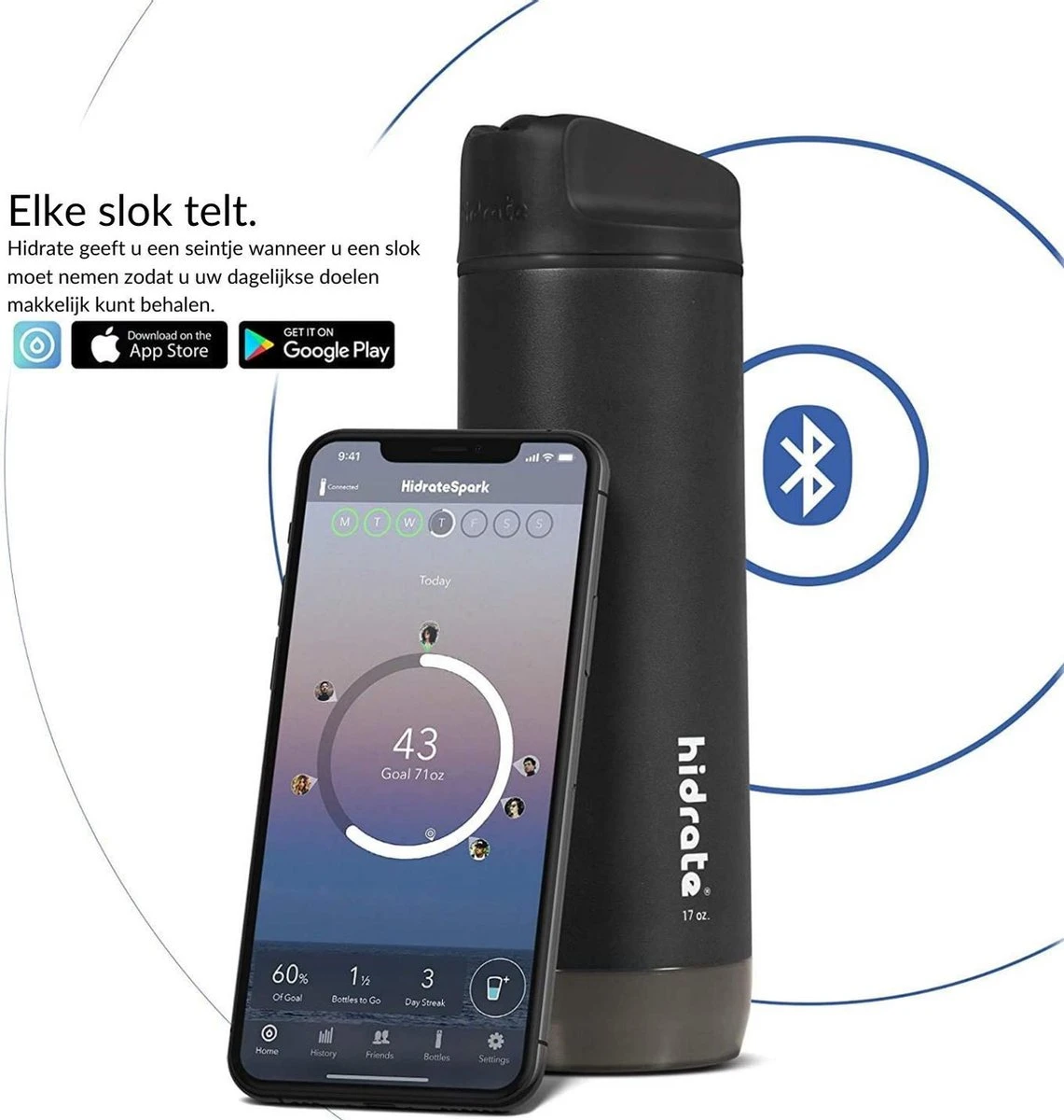 Hidrate Spark Straw Slimme Waterfles - Staal - 620ml - LED Verlichting - Zwart 3 Hidrate Spark Straw Slimme Waterfles - Staal - 620ml - LED Verlichting - Zwart