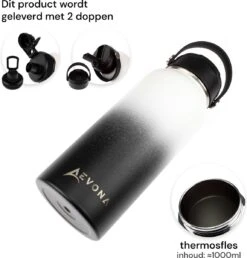 Aevona Waterfles Met Rietje - Thermosfles - Incl 2 Doppen - RVS - 1 Liter 20 Aevona Waterfles Met Rietje - Thermosfles - Incl 2 Doppen - RVS - 1 Liter -Aigostar winkel 1150x1200