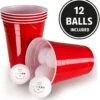 VIVALOO Bierspel – Drankspel - Set Van 100 Plastic Bekers En 12 Beer Pong Ballen – Feest Wegwerpbekers – Rood - 455 Ml 1 VIVALOO Bierspel – Drankspel - Set Van 100 Plastic Bekers En 12 Beer Pong Ballen – Feest Wegwerpbekers – Rood - 455 Ml -Aigostar winkel 1154x1200