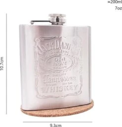 WiseGoods - Luxe Whiskey Heupfles - Platvink Drank Flacon - Zakflacon - Veldfles - Heupflacon - 200ml - 10.7 X 9.3 Cm - RVS