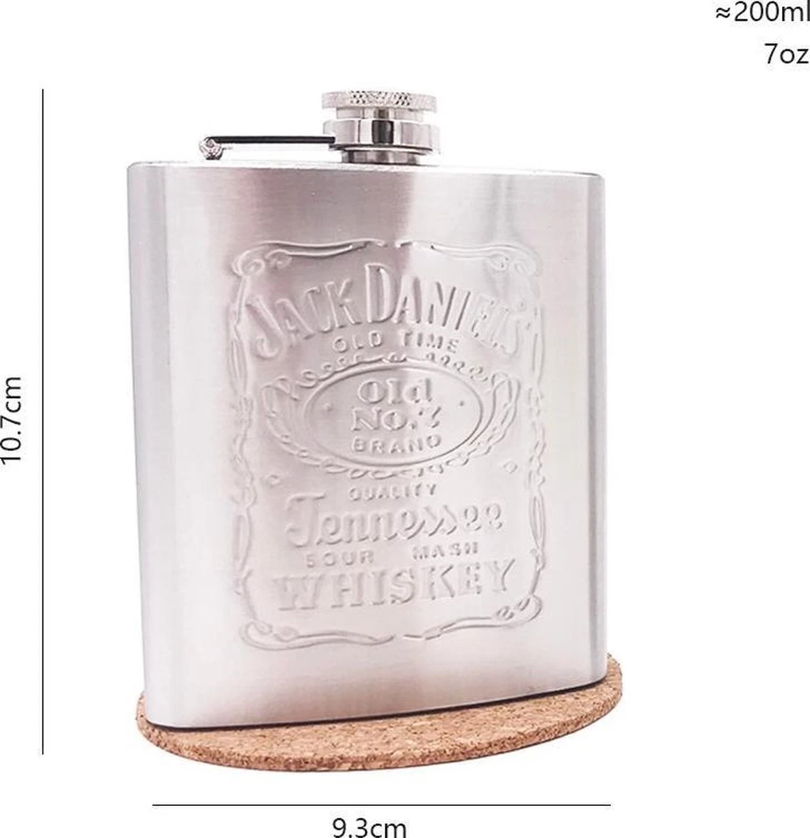 WiseGoods - Luxe Whiskey Heupfles - Platvink Drank Flacon - Zakflacon - Veldfles - Heupflacon - 200ml - 10.7 X 9.3 Cm - RVS 3 WiseGoods - Luxe Whiskey Heupfles - Platvink Drank Flacon - Zakflacon - Veldfles - Heupflacon - 200ml - 10.7 X 9.3 Cm - RVS