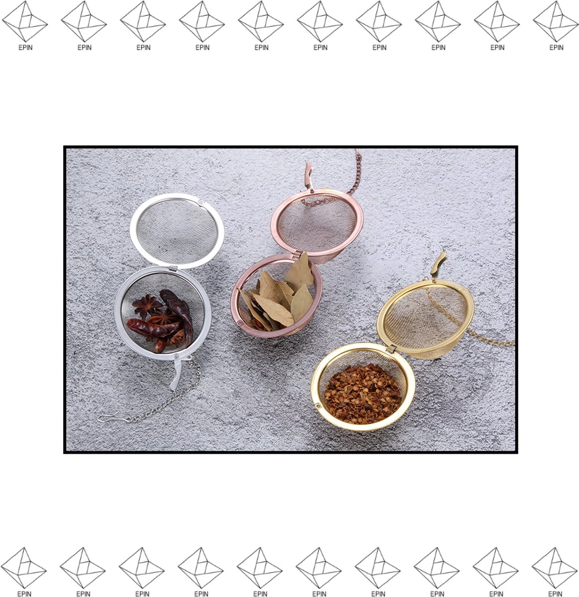 Merkloos EPIN | Thee Ei | Voor Losse Thee | Theezeef | Kruidenbol | Goud 4 Merkloos EPIN | Thee Ei | Voor Losse Thee | Theezeef | Kruidenbol | Goud - Afbeelding 2