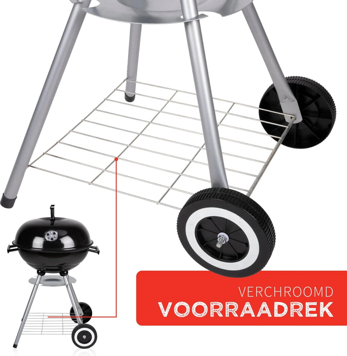 BBQ Collection Houtskoolbarbecue - Kogelbarbecue 45 X 60 Centimeter - Ronde Barbecue - Barbecue Op Wielen - Zwart - Metaal 11 BBQ Collection Houtskoolbarbecue - Kogelbarbecue 45 X 60 Centimeter - Ronde Barbecue - Barbecue Op Wielen - Zwart - Metaal - Afbeelding 9