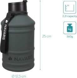 Navaris Waterfles Van Roestvrij Staal - Drinkfles - 2L - Extra Grote Roestvrijstalen Fles Met Drinkdop - Ideaal Tijdens Het Sporten - BPA-vrij -Aigostar winkel 1170x1200 1