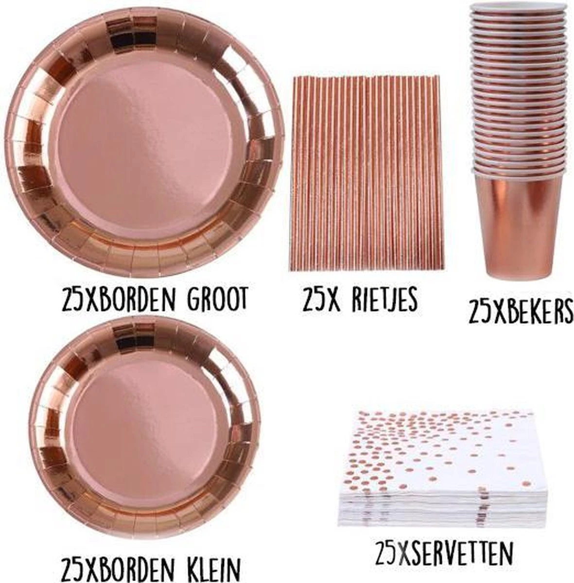 Rose Goud Verjaardag Wegwerp Servies Set - Borden En Bekers Feestartikelen -25 Gasten - Feestservies 7 Rose Goud Verjaardag Wegwerp Servies Set - Borden En Bekers Feestartikelen -25 Gasten - Feestservies - Afbeelding 5