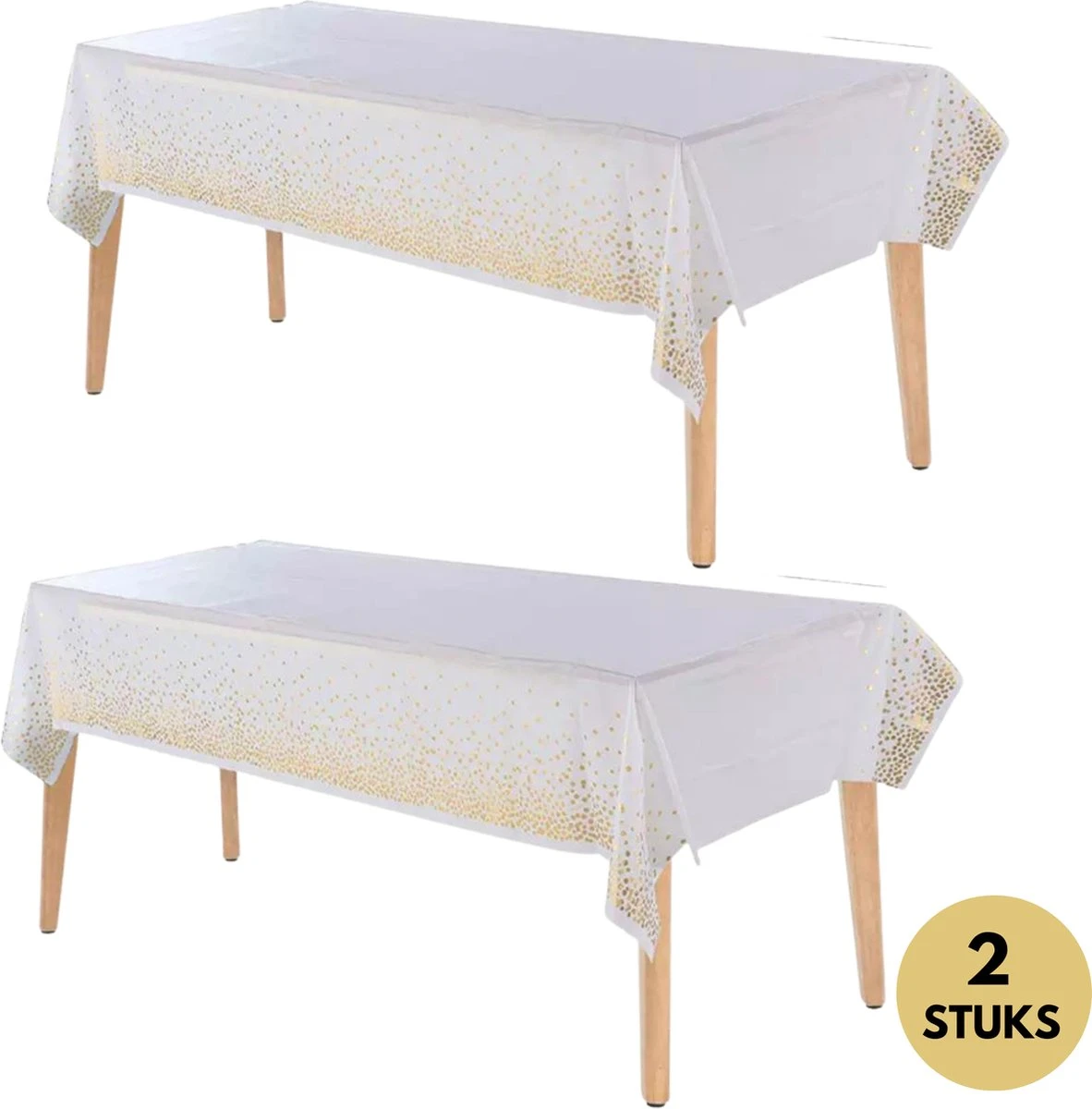Pazzo Festa - Wegwerp Tafelkleed - 2 Stuks - Wit Goud - Vlek & Geurvrij - Verjaardagen - Kerst - Gender Reveal - Baby Shower - Party's - 3 Pazzo Festa - Wegwerp Tafelkleed - 2 Stuks - Wit Goud - Vlek & Geurvrij - Verjaardagen - Kerst - Gender Reveal - Baby Shower - Party's -