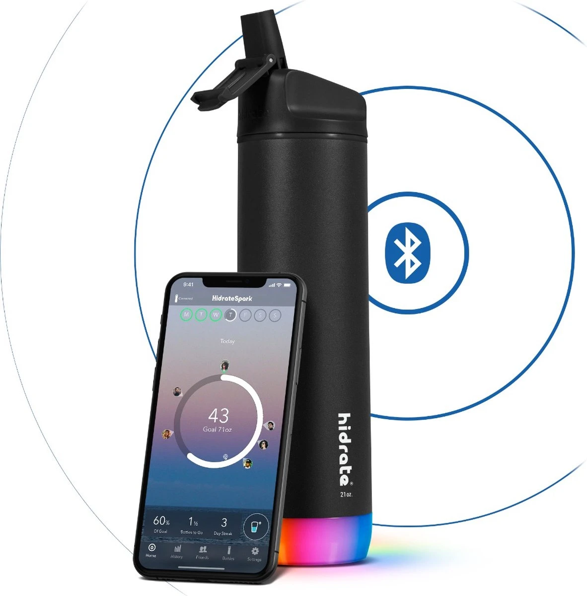 Hidrate Spark Straw Slimme Waterfles - Staal - 620ml - LED Verlichting - Zwart 13 Hidrate Spark Straw Slimme Waterfles - Staal - 620ml - LED Verlichting - Zwart - Afbeelding 11