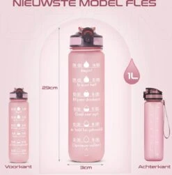 Gluxury Luxe Motivatie Waterfles - Nederlandse Tekst - Drinkfles Met Rietje - 1 Liter Drinkfles - Waterfles Met Tijdmarkering - Inc E-book -Aigostar winkel 1183x1200 2