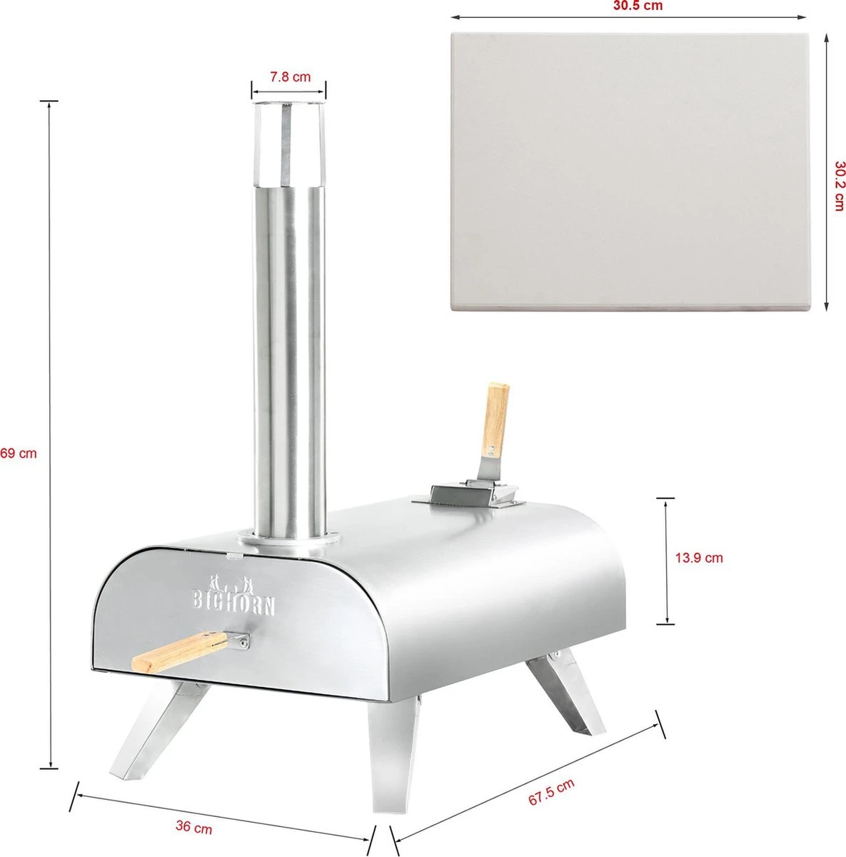 Bighorn Pizza Pellet Oven - Buiten - Draagbaar - Opvouwbaar - RVS - 15KG - 460° 8 Bighorn Pizza Pellet Oven - Buiten - Draagbaar - Opvouwbaar - RVS - 15KG - 460° - Afbeelding 6