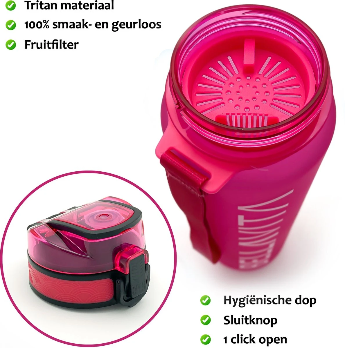 BELLAVITA Drinkfles - Roze - Waterfles - Drinkfles Volwassenen - Drinkfles Kinderen - Drinkfles 1 Liter - Fles - 1 Liter - 1000ml - Tritan - Fruitfilter- BPA-vrij - 100% Lekvrij 5 BELLAVITA Drinkfles - Roze - Waterfles - Drinkfles Volwassenen - Drinkfles Kinderen - Drinkfles 1 Liter - Fles - 1 Liter - 1000ml - Tritan - Fruitfilter- BPA-vrij - 100% Lekvrij - Afbeelding 3