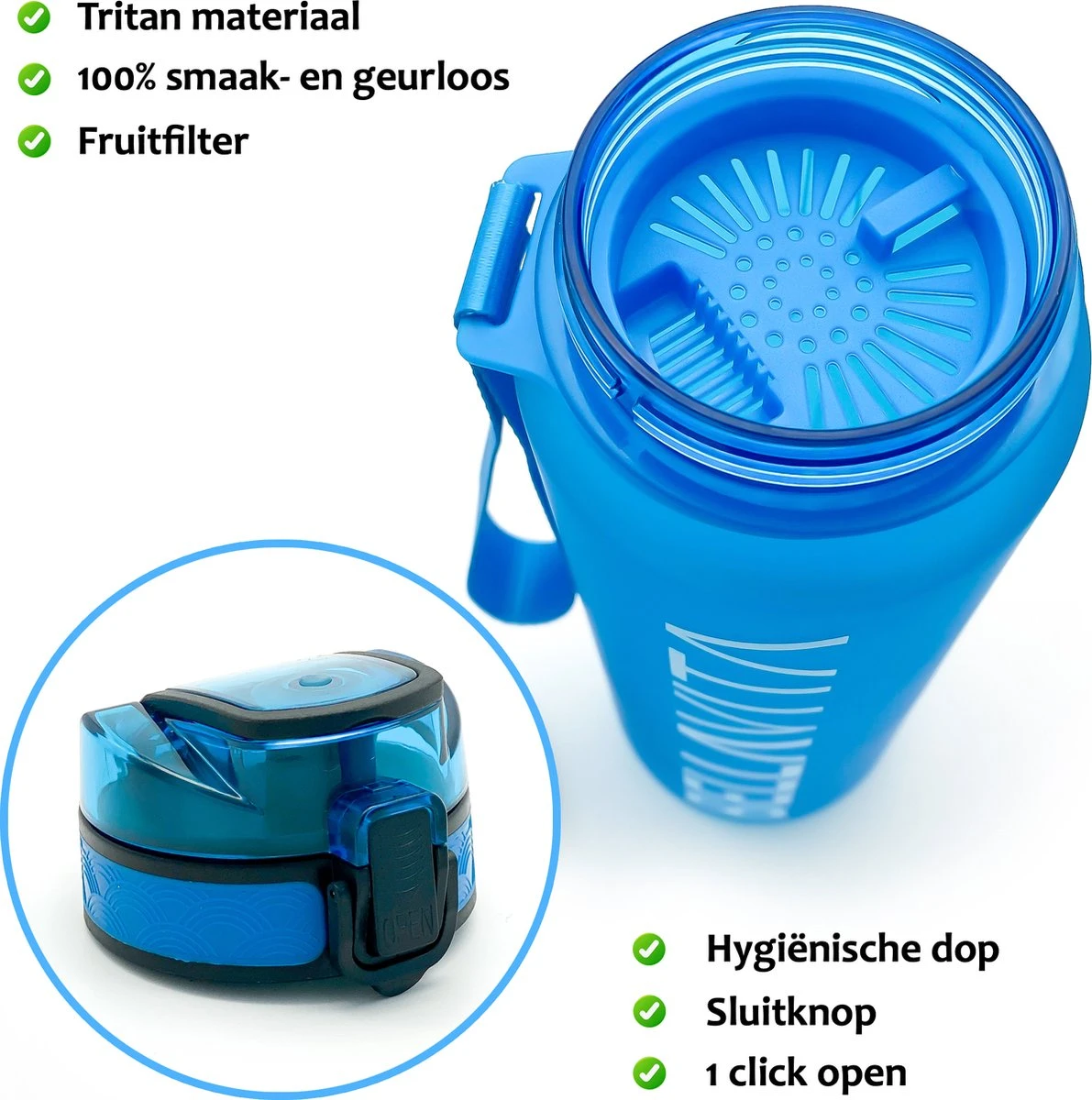 BELLAVITA Drinkfles - Blauw - Waterfles - Drinkfles Volwassenen - Drinkfles Kinderen - Drinkfles 1 Liter - Fles - 1 Liter - 1000ml - Tritan - Fruitfilter- BPA-vrij - 100% Lekvrij 6 BELLAVITA Drinkfles - Blauw - Waterfles - Drinkfles Volwassenen - Drinkfles Kinderen - Drinkfles 1 Liter - Fles - 1 Liter - 1000ml - Tritan - Fruitfilter- BPA-vrij - 100% Lekvrij - Afbeelding 4
