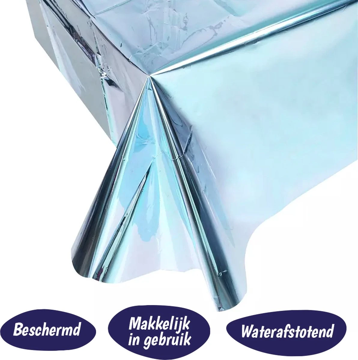 Merkloos Folie Tafelkleed - Folie Tafellaken - Geboorte Decoratie Jongen - Tafel Accessoire - Feestje - Party Plastic Decoratie - Metallic Tafelzeil - Verjaardag Versiering - Sweet 16 Birthday - 137 X 274 Cm - Licht Blauw 5 Merkloos Folie Tafelkleed - Folie Tafellaken - Geboorte Decoratie Jongen - Tafel Accessoire - Feestje - Party Plastic Decoratie - Metallic Tafelzeil - Verjaardag Versiering - Sweet 16 Birthday - 137 X 274 Cm - Licht Blauw - Afbeelding 3