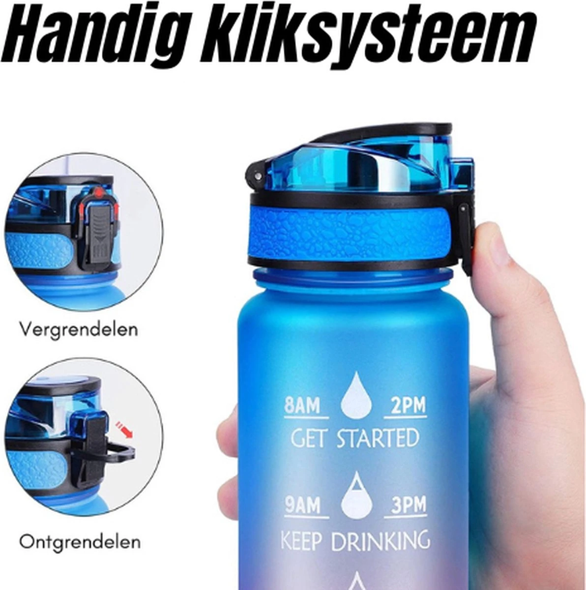 Merkloos Motivatie Waterfles - 1 Liter Fles - Waterfles Met Tijdmarkeringen - Inclusief Accessoires 6 Merkloos Motivatie Waterfles - 1 Liter Fles - Waterfles Met Tijdmarkeringen - Inclusief Accessoires - Afbeelding 4