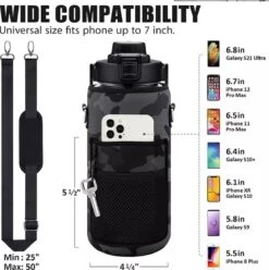 Merkloos Waterfles 2 Liter MET Sleeve Camo Zwart - Gratis Armband! - Waterfles Met Rietje -Drinkfles Met Rietje - Grote Waterfles - Bottle 2 Liter - Sportbidon - Sportfles Fitness - Waterkan - Gallon - Schenkfles - Waterflessen - Drinkbus -Aigostar winkel 1193x1200 2