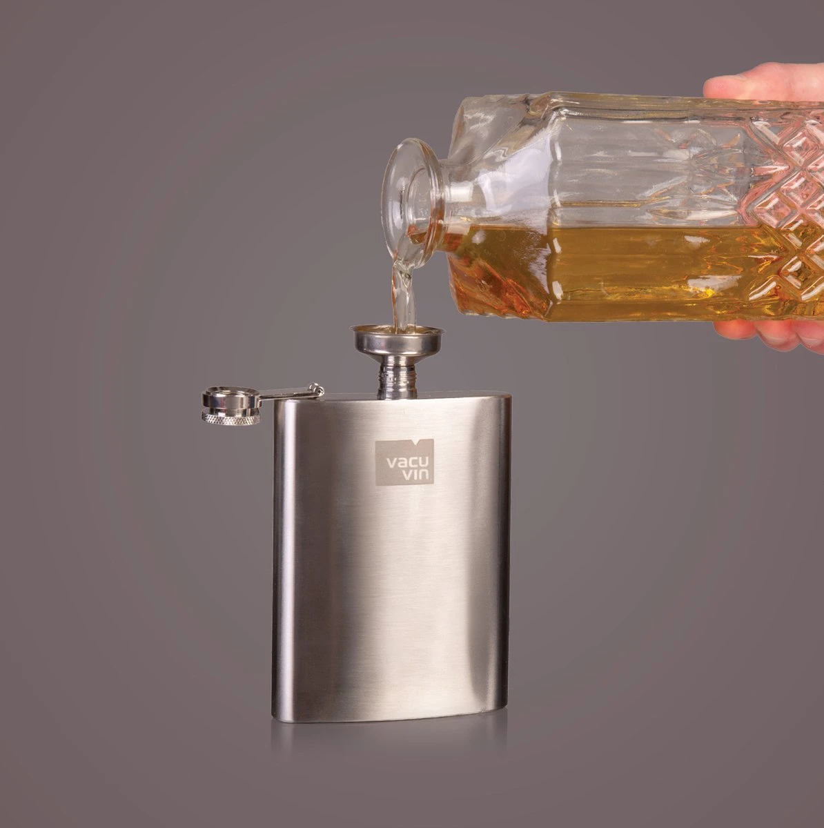 Vacu Vin Heupfles 240 Ml 9,2 X 13,7 Cm Rvs Zilver 2-delig 4 Vacu Vin Heupfles 240 Ml 9,2 X 13,7 Cm Rvs Zilver 2-delig - Afbeelding 2