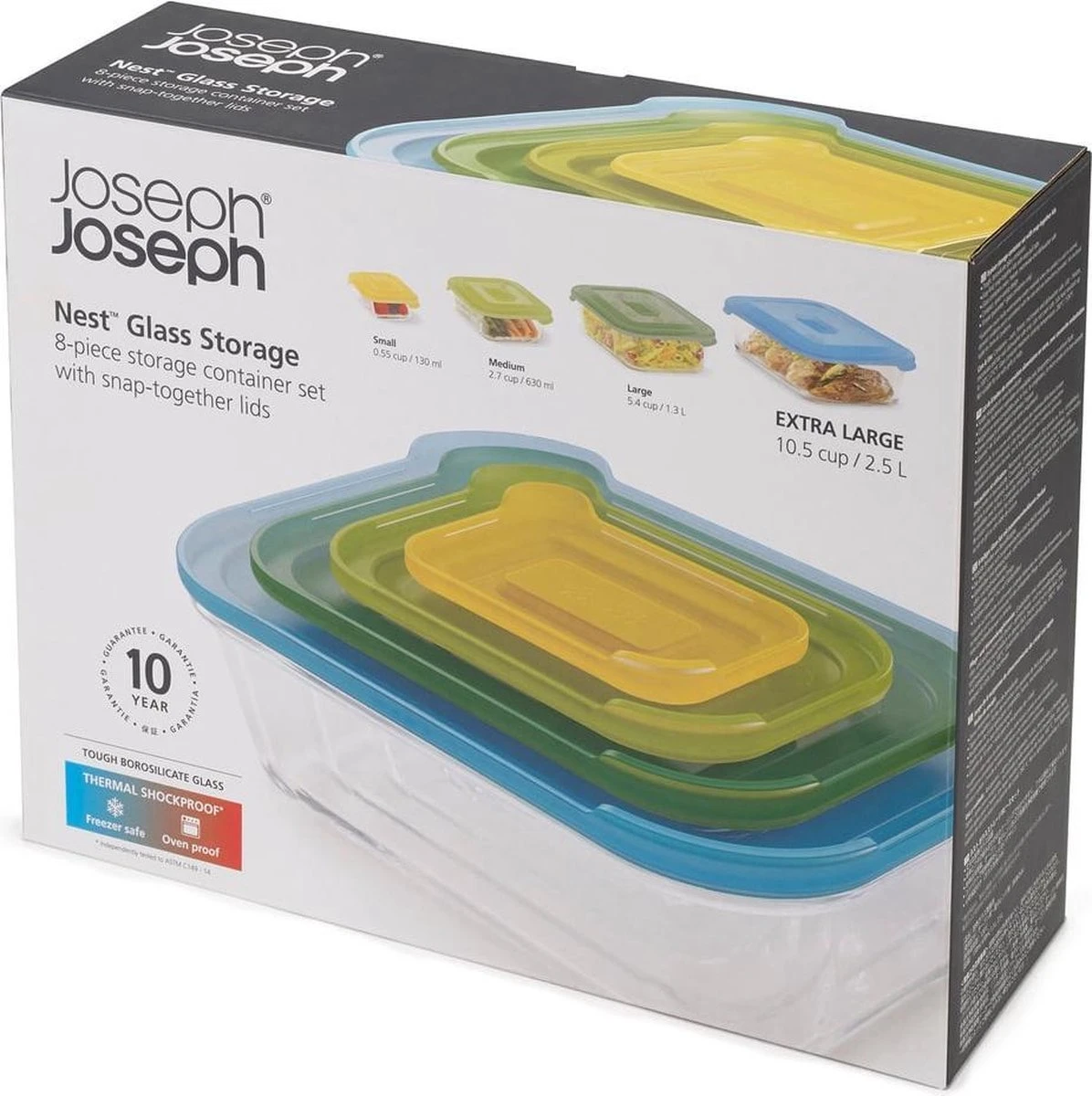 Joseph Joseph Nest Ovenschalen - Incl. Deksels - Glas - 4 Stuks 13 Joseph Joseph Nest Ovenschalen - Incl. Deksels - Glas - 4 Stuks - Afbeelding 11