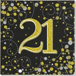 Servetten 21 Jaar Zwart Goud (16 Stuks)