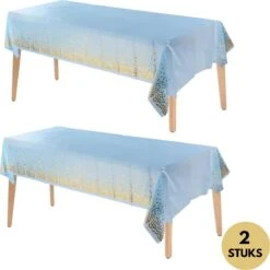 Pazzo Festa - Wegwerp Tafelkleed - 2 Stuks - Blauw - Goud - Vlek & Geurvrij - Verjaardagen - Gender Reveal - Baby Shower - Party's -