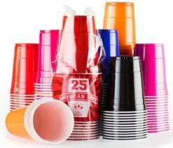 Red Cups 200 X Mega Color Mix - 500ml Beer Pong American Party Bekers | 50x Red, 50x Pink, 50x Blue, 25x Black, 25x Orange
