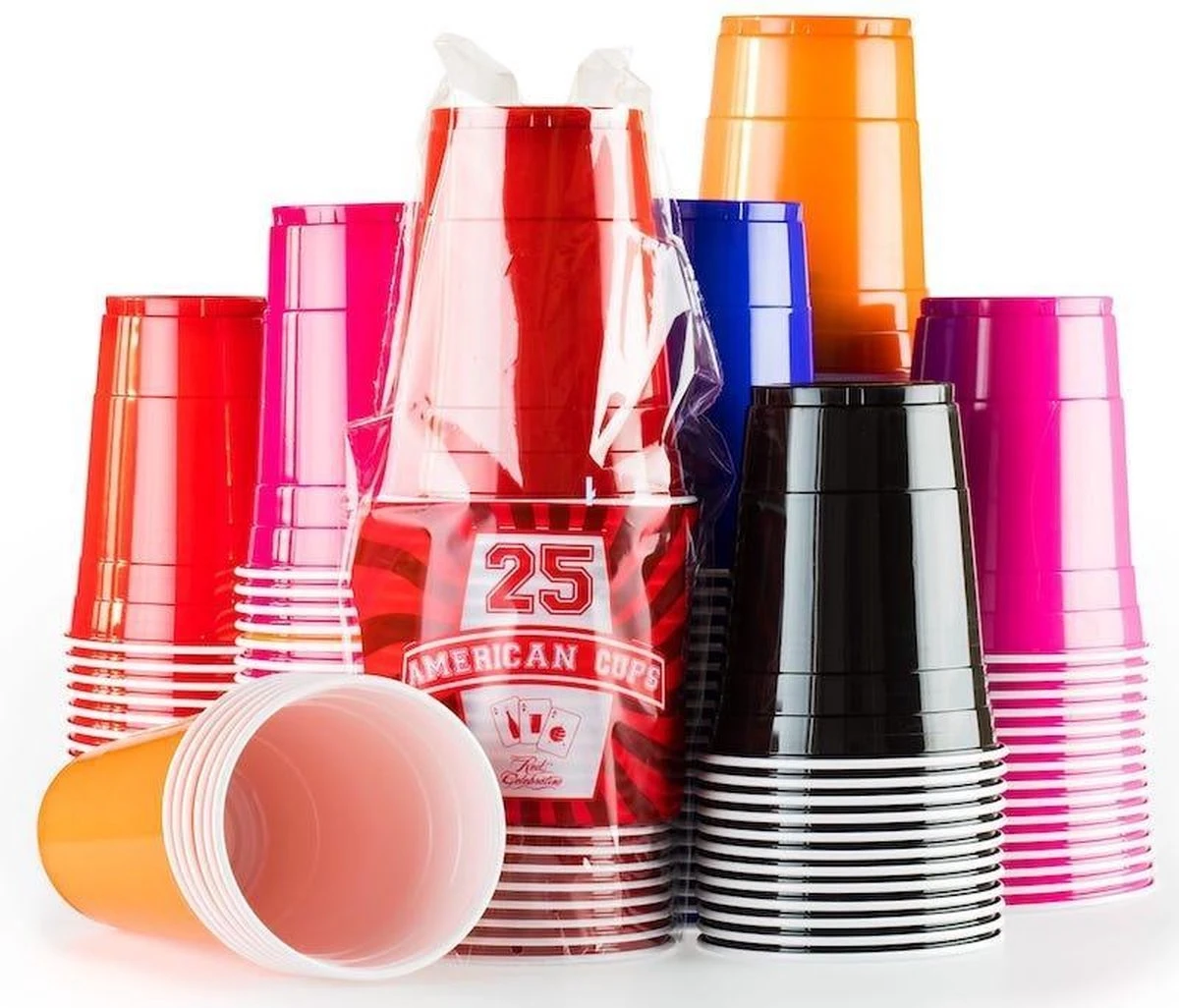 Red Cups 200 X Mega Color Mix - 500ml Beer Pong American Party Bekers | 50x Red, 50x Pink, 50x Blue, 25x Black, 25x Orange 3 Red Cups 200 X Mega Color Mix - 500ml Beer Pong American Party Bekers | 50x Red, 50x Pink, 50x Blue, 25x Black, 25x Orange