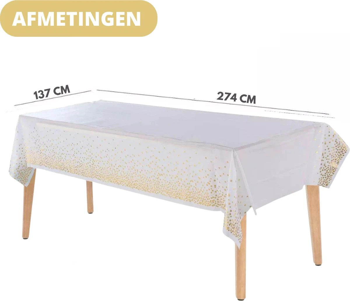 Pazzo Festa - Wegwerp Tafelkleed - 2 Stuks - Wit Goud - Vlek & Geurvrij - Verjaardagen - Kerst - Gender Reveal - Baby Shower - Party's - 7 Pazzo Festa - Wegwerp Tafelkleed - 2 Stuks - Wit Goud - Vlek & Geurvrij - Verjaardagen - Kerst - Gender Reveal - Baby Shower - Party's - - Afbeelding 5