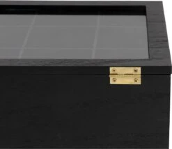 Merkloos Theekist - Zwart - Hout 9-Vaks - Glazen Deksel - Theedoos -Aigostar winkel 1200x1045 1