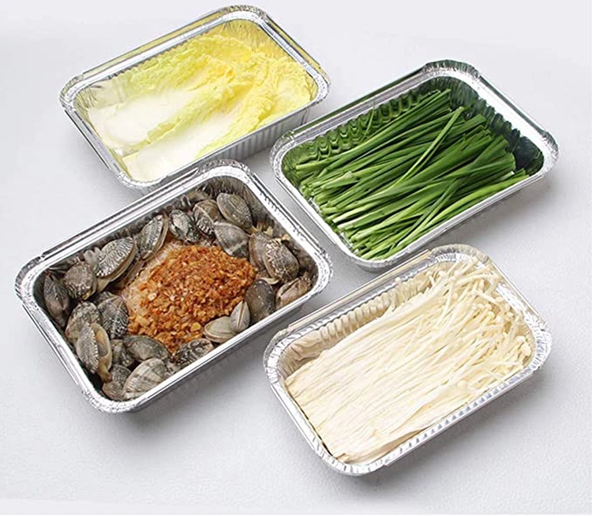 Rechthoekige Kapsalon Aluminium Bak 850cc - 100 Stuks 4 Rechthoekige Kapsalon Aluminium Bak 850cc - 100 Stuks - Afbeelding 2